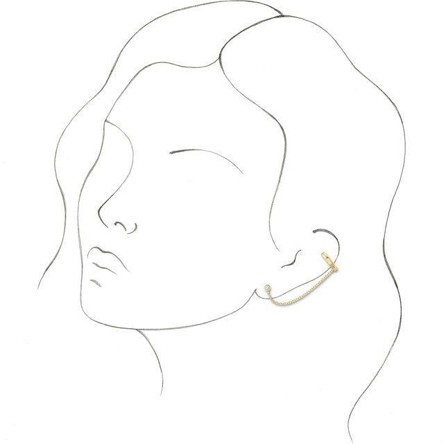 DIAMOND SINGLE EAR CUFF WITH CHAIN