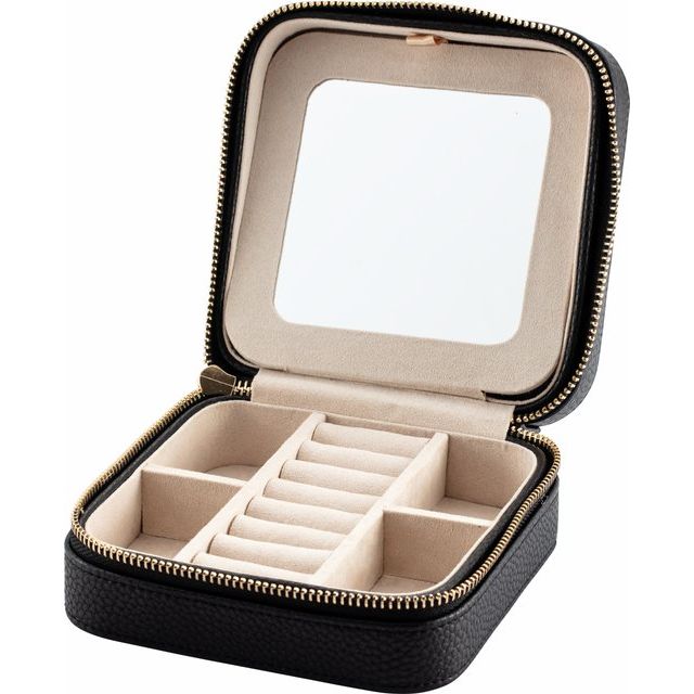 VEGAN LEATHER JEWELRY CASE WITH MIRROR