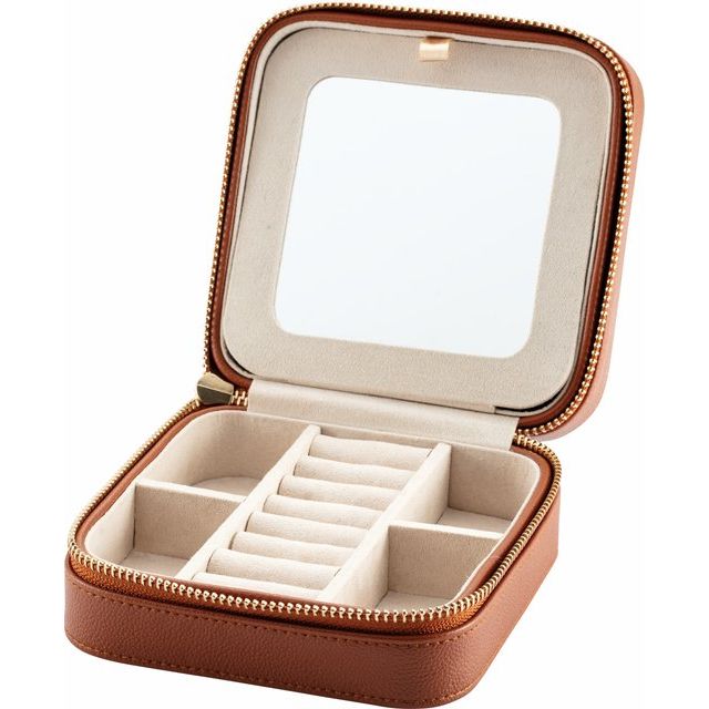 VEGAN LEATHER JEWELRY CASE WITH MIRROR