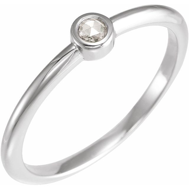 1/10 CTW ROSE-CUT DIAMOND STACKABLE SOLITAIRE RING