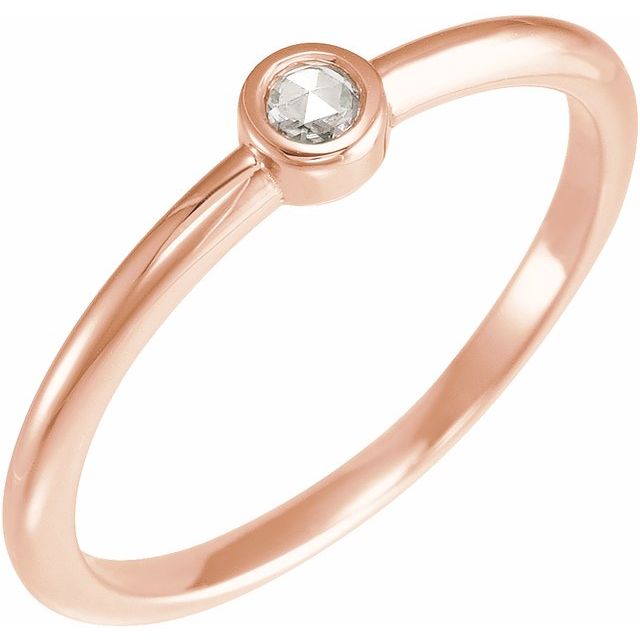 1/10 CTW ROSE-CUT DIAMOND STACKABLE SOLITAIRE RING