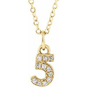 PETITE PAVE DIAMOND NUMERAL NECKLACE (16-18")
