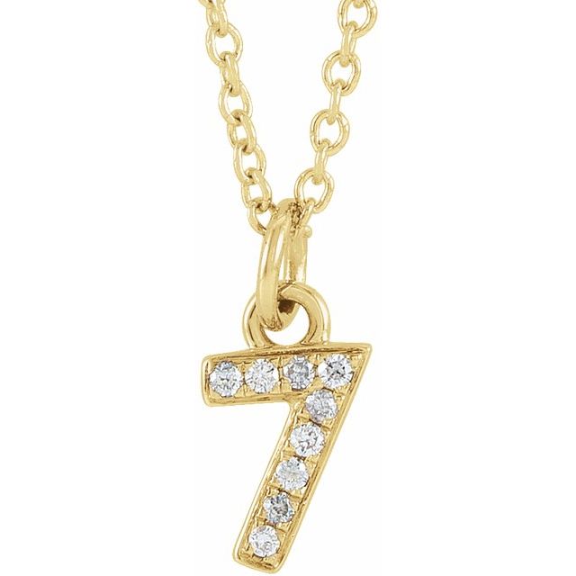 PETITE PAVE DIAMOND NUMERAL NECKLACE (16-18")