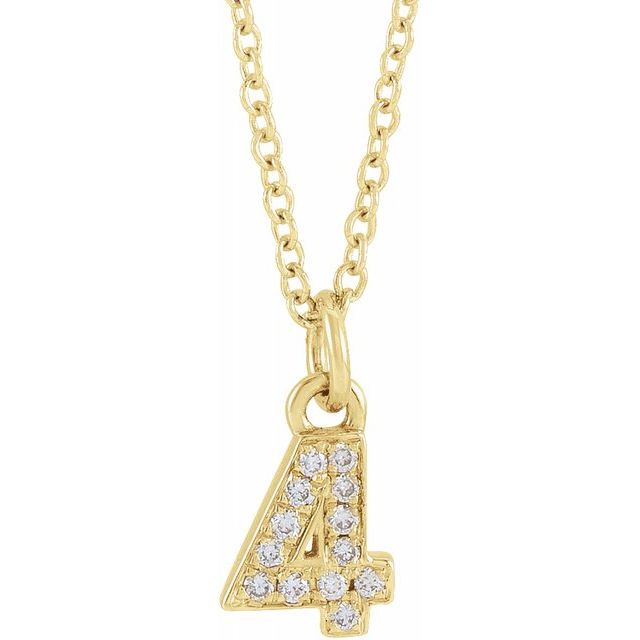 PETITE PAVE DIAMOND NUMERAL NECKLACE (16-18")