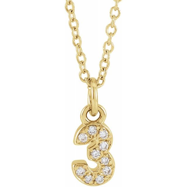 PETITE PAVE DIAMOND NUMERAL NECKLACE (16-18")