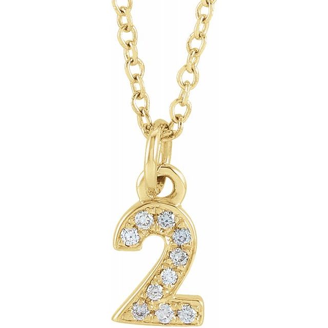 PETITE PAVE DIAMOND NUMERAL NECKLACE (16-18")
