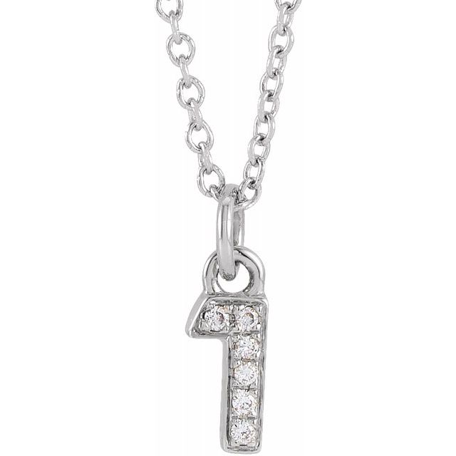 PETITE PAVE DIAMOND NUMERAL NECKLACE (16-18")