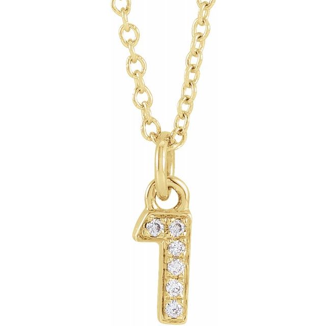 PETITE PAVE DIAMOND NUMERAL NECKLACE (16-18")