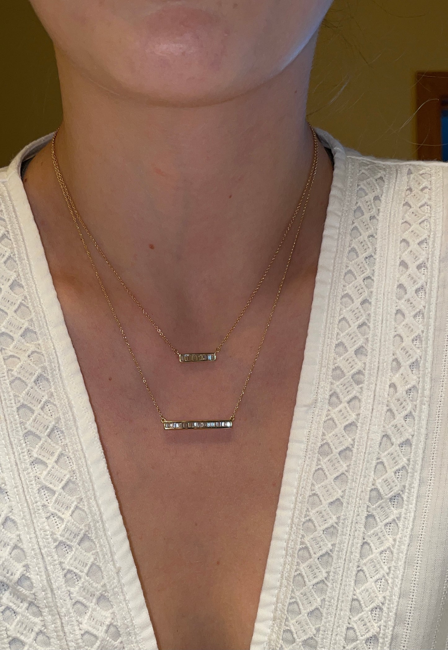 1/2 CTW BAGUETTE BAR NECKLACE