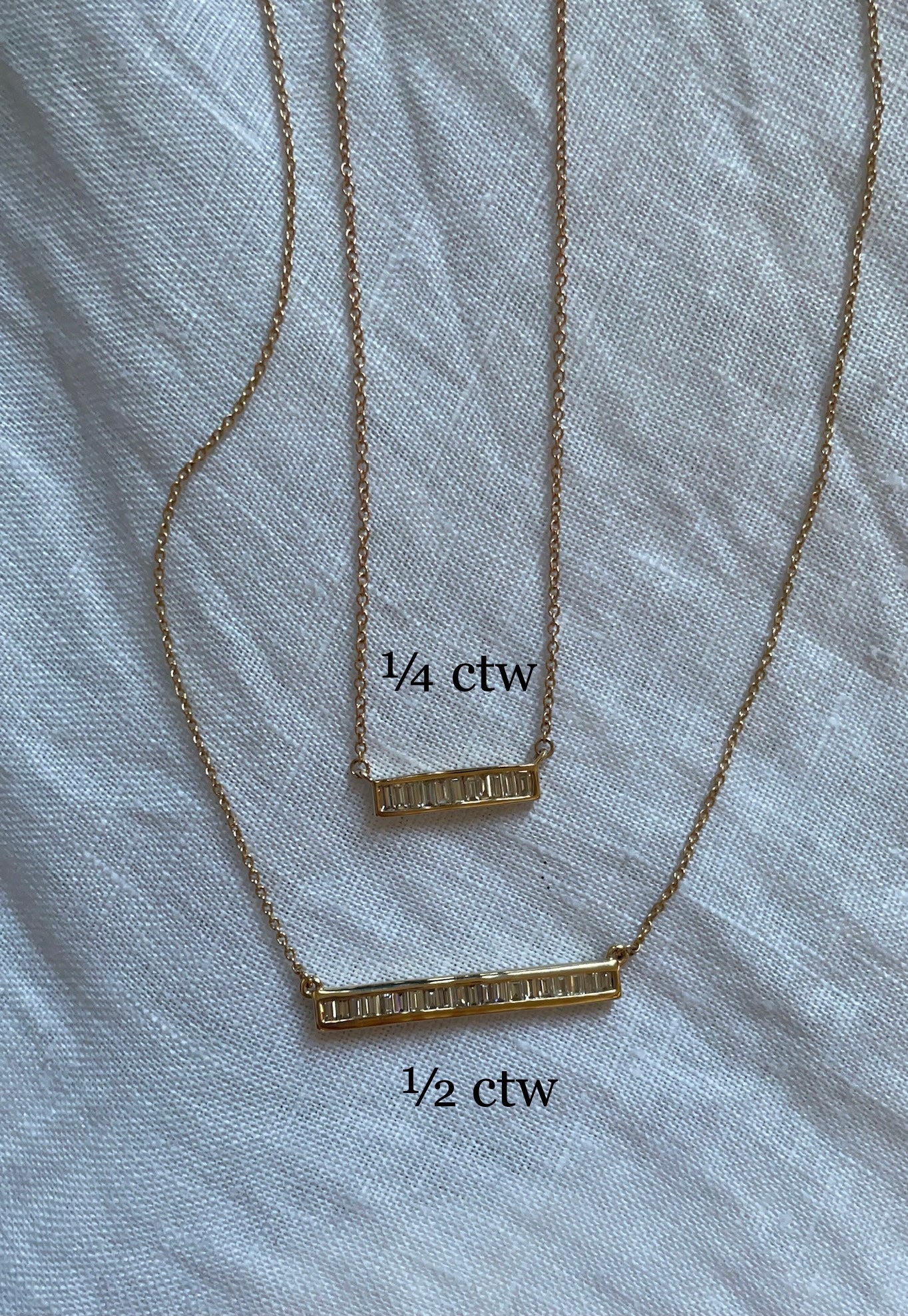 1/2 CTW BAGUETTE BAR NECKLACE