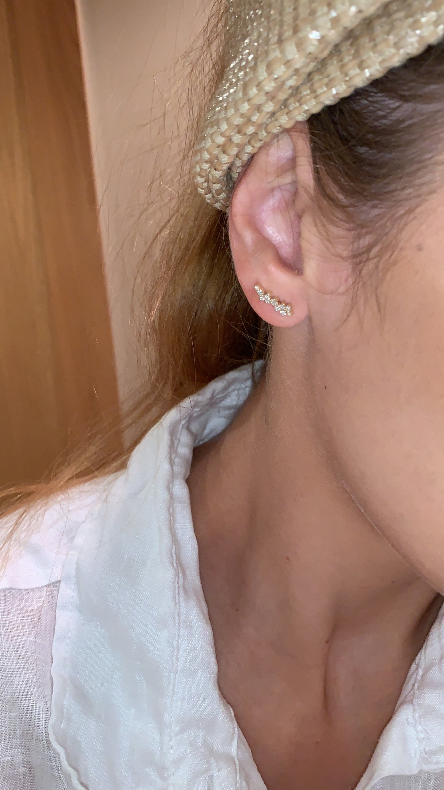 STAGGERED DIAMOND EAR CLIMBERS