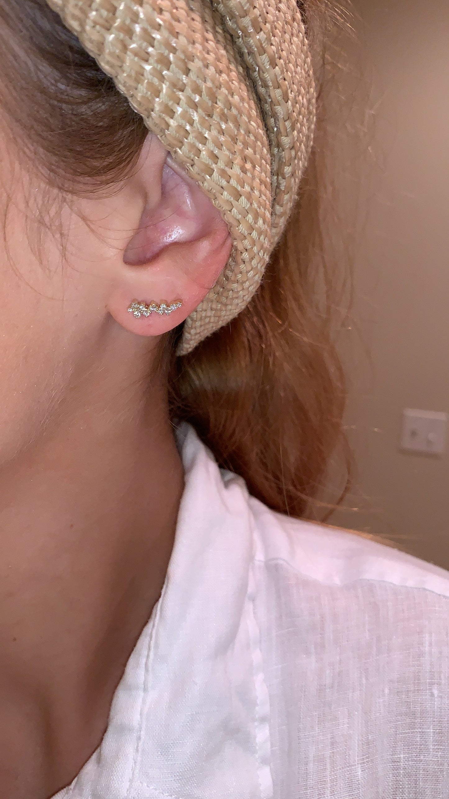 STAGGERED DIAMOND EAR CLIMBERS