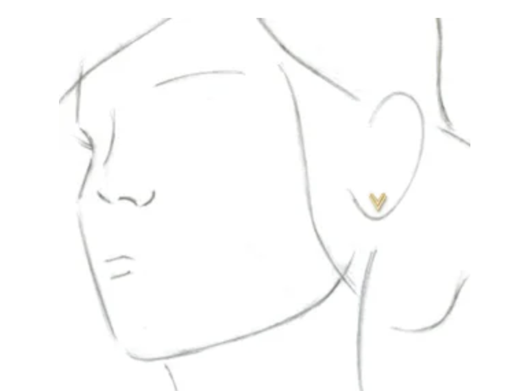 14K DOUBLE V EARRINGS - Yellow Gold