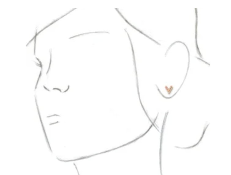 14K DOUBLE V EARRINGS - Rose Gold