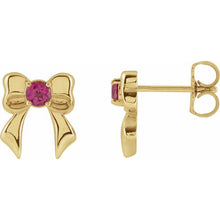 Load image into Gallery viewer, PINK TOURMALINE BOW STUD EARRINGS
