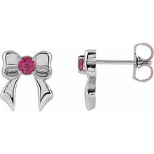 Load image into Gallery viewer, PINK TOURMALINE BOW STUD EARRINGS
