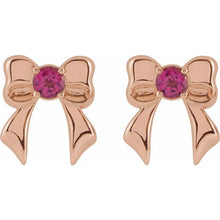 Load image into Gallery viewer, PINK TOURMALINE BOW STUD EARRINGS
