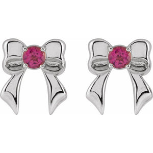 PINK TOURMALINE BOW STUD EARRINGS