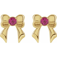 Load image into Gallery viewer, PINK TOURMALINE BOW STUD EARRINGS
