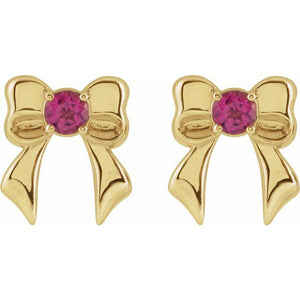 PINK TOURMALINE BOW STUD EARRINGS