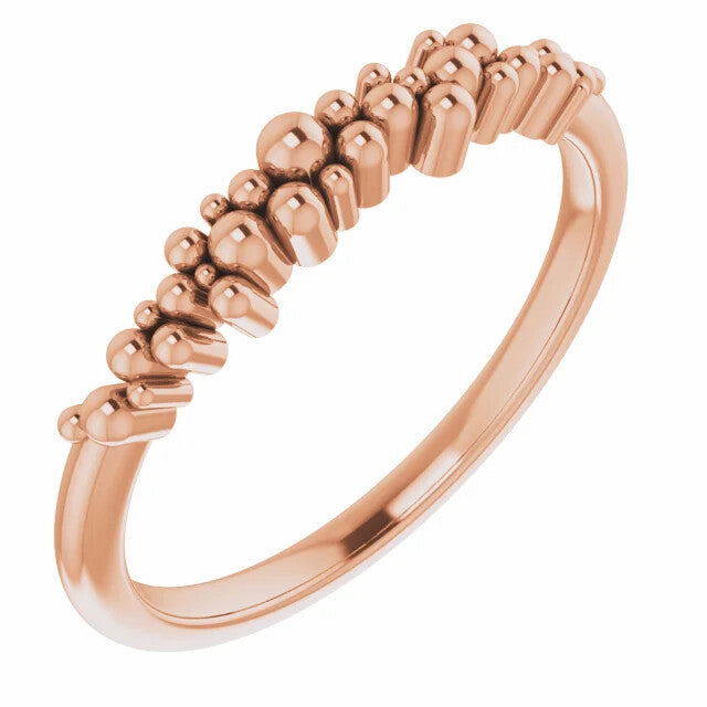 14K STACKABLE SCATTERED BEAD RING - Rose Gold