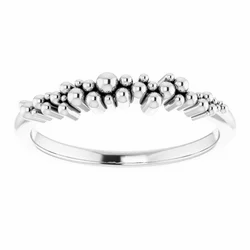 14K STACKABLE SCATTERED BEAD RING - White Gold