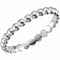 14K BEADED STACKABLE RING - White Gold