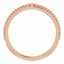 Load image into Gallery viewer, 14K MILGRAIN STACKABLE CROSS RING - Rose Gold
