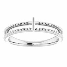 Load image into Gallery viewer, 14K MILGRAIN STACKABLE CROSS RING - White Gold
