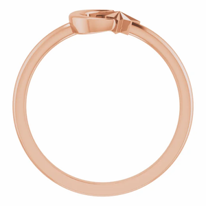 14K CRESCENT MOON & STAR NEGATIVE SPACE RING - Rose Gold