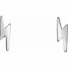 Load image into Gallery viewer, 14K LIGHTNING BOLT EARRINGS - White Gold
