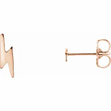 Load image into Gallery viewer, 14K LIGHTNING BOLT EARRINGS - Rose Gold
