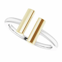 Load image into Gallery viewer, 14K VERTICAL BAR RING - White and Yellow Gold
