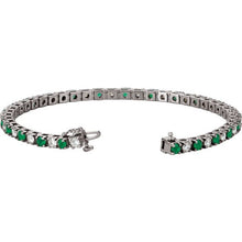 Load image into Gallery viewer, 2 ⅓ CTW DIAMOND &amp; EMERALD TENNIS BRACELET - White Gold

