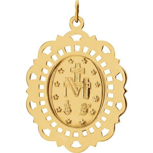 OVAL MIRACULOUS MEDAL PENDANT - 14K Yellow Gold