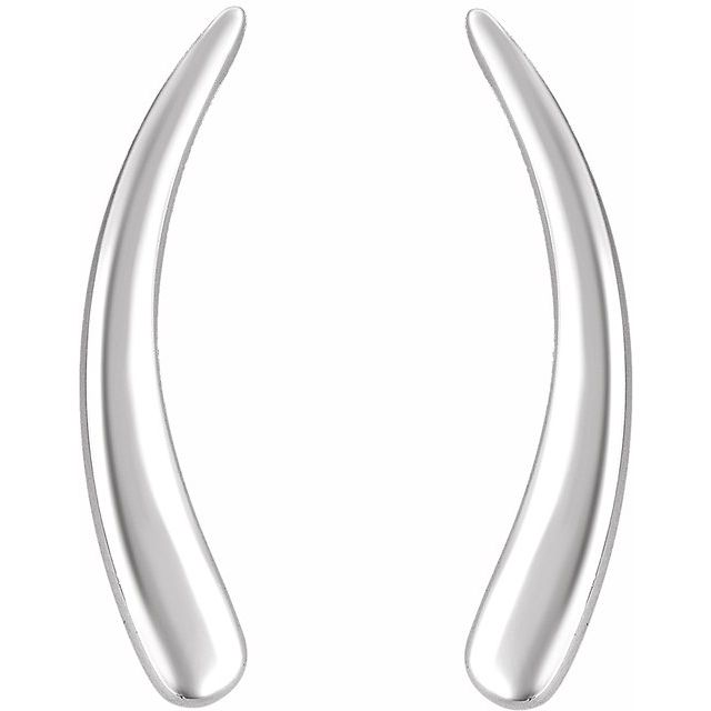 CURVED EAR CLIMBERS - 14K White Gold