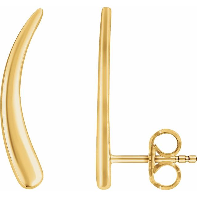 CURVED EAR CLIMBERS - 14K Yellow Gold
