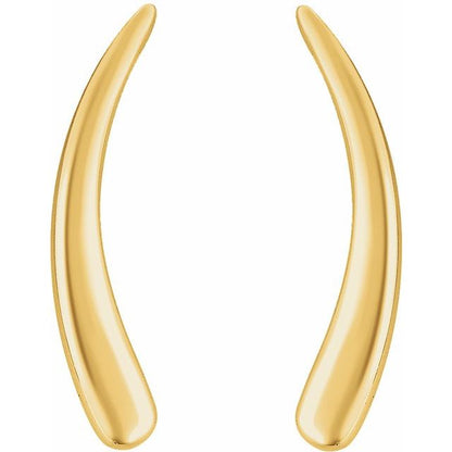 CURVED EAR CLIMBERS - 14K Yellow Gold