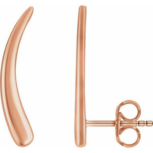 CURVED EAR CLIMBERS - 14K Rose Gold