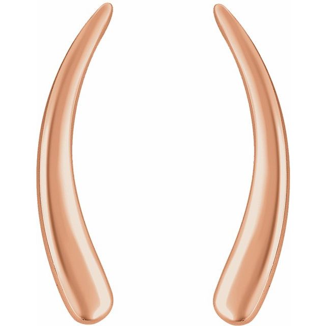 CURVED EAR CLIMBERS - 14K Rose Gold