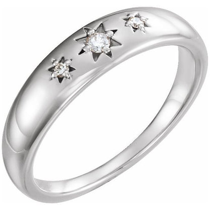 DIAMOND 3 STONE STARBURST RING