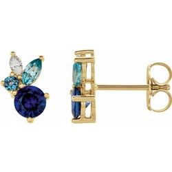 ABSTRACT MULTI-STONE EARRING - Yellow Gold