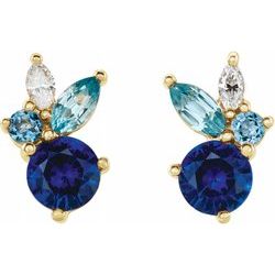 ABSTRACT MULTI-STONE EARRING - Yellow Gold