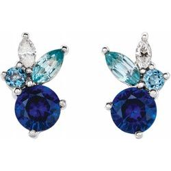 ABSTRACT MULTI-STONE EARRING - White Gold