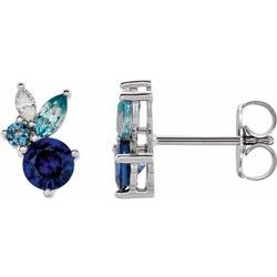ABSTRACT MULTI-STONE EARRING - White Gold