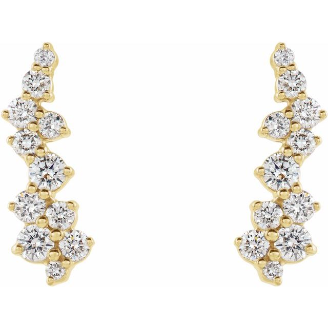 STAGGERED DIAMOND EAR CLIMBERS - 14K Yellow Gold