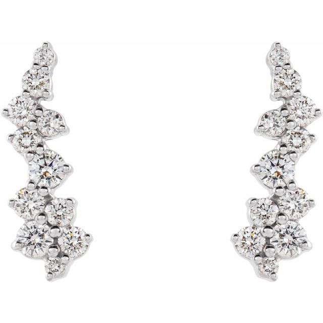 STAGGERED DIAMOND EAR CLIMBERS - 14K White Gold