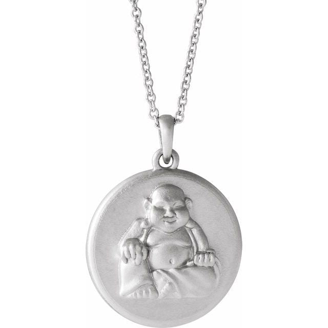 BUDDHA COIN NECKLACE - White Gold