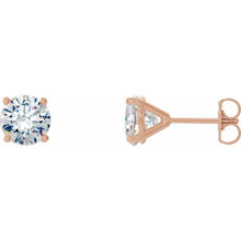 Load image into Gallery viewer, DIAMOND 4-PRONG MARTINI GLASS STUDS - 14K Rose Gold
