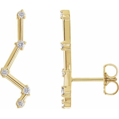 DIAMOND CONSTELLATION EAR CLIMBERS - 14K Yellow Gold